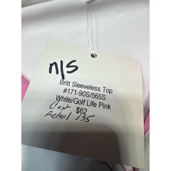 Sailor-Sailor Britt Sleeveless Golf Top White Golf Life Pink SZ S UPF 50+ NWT - Picture 4 of 12